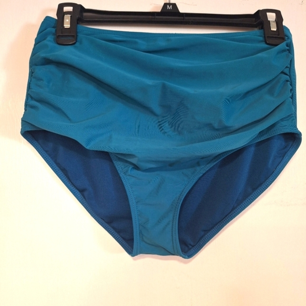 Turquoise Janela Bay High Waisted Swimsuit Bottoms, Size M